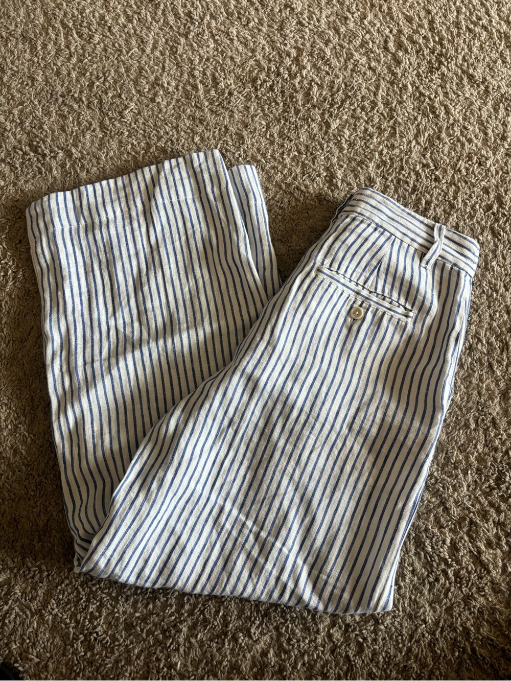NWT Madewell Harlow Wide-Leg Linen Pants in Bluestone Stripe - Picture 9 of 9